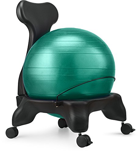 LuxFit Ball Chair, Premium Fitness Exercise Ball Chairs for Home and Office 2 Year Warranty! with 2000lbs Static Strength Ball Great Office Desk Chair, and Stability Ball Chair (Green)