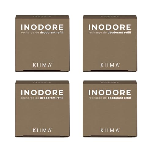 KIIMA Refillable Deodorant Inodore Refill Kit, Premium Unscented Natural Deodorant