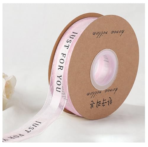 JUST FOR YOU Geschenkband 45Yard × 25 mm Schleifenband Just for you Bedruckt Transparentes Organzaband Dekoband Bastelnband Geschenk Blumenstraußverpackung Hochzeit Party Kuchen Dekoration Band Rosa