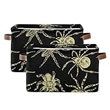 susiyo Poisonous Spider Storage Bins Large Fabric Sorage Baskets for Shelves 2 Pack Foldable Decorative Closet Baskets with Handles for Organizing Shelf Clothes Home Office, 15x11x9.5Inches