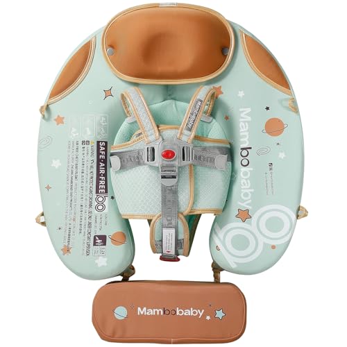Image of Mambobaby Float with Canopy and Tail New Upgraded Non-Inflatable Baby Pool Float Mambo Float Swim Trainer Solid Infant Swim Float Adjustable Pearl Foam Baby Swim Ring
