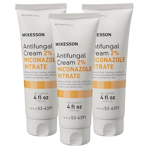 McKesson Antifungal Cream 2% Miconazole Nitrate - Relieves Itching Burning Cracking from Jock Itch Ringworm and Athlete Foot - 4 oz. 3 Count