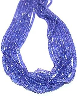 Miniatura 2 de Cuentas de piedras preciosas naturales de tanzanita de 0.157 in, hilo de cuentas facetadas de Rondelles, tanzanita natural de 5/64 pulgadas, cuentas