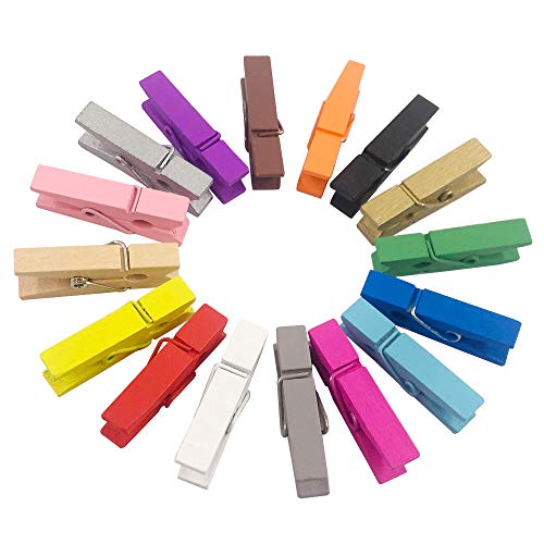 (Pack Of 128) Mini Wooden Colored Clothespins,16 Coloers Each 8Pcs #TOP3