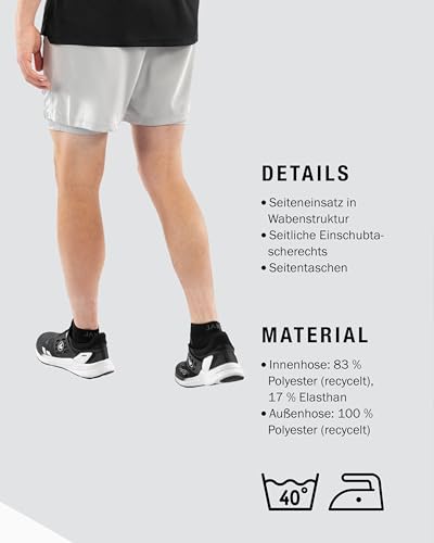 JAKO Damen 2-in-1 Shorts Power, hellgrau, 34 – Ansicht 5