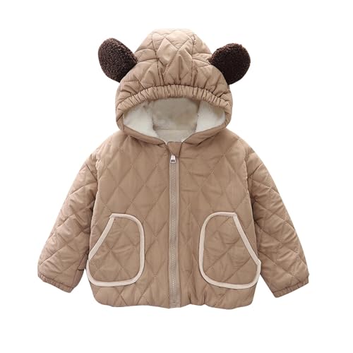 Girls Cute Winter Down Coats with Bear-ear Quilted Full Zipper Warm Jacket 2025 Long Sleeve Fleece Lined Jackets2
