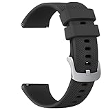 Strap Compatible with Garmin Vivoactive 4S/Venu 3S/Venu 2S/Forerunner 265S/255S/255S Music/Vivomove 3S, 18mm Soft Silicone Replacement Watch Band Sport Wristband (Black) - Image 1
