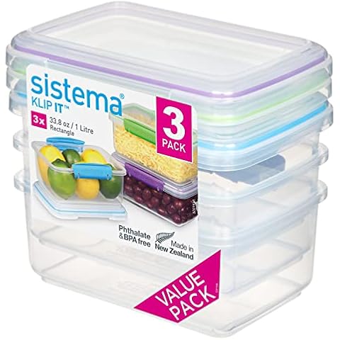 Sistema Food Storage, Polypropylene Assorted, 1L x 3 Cover