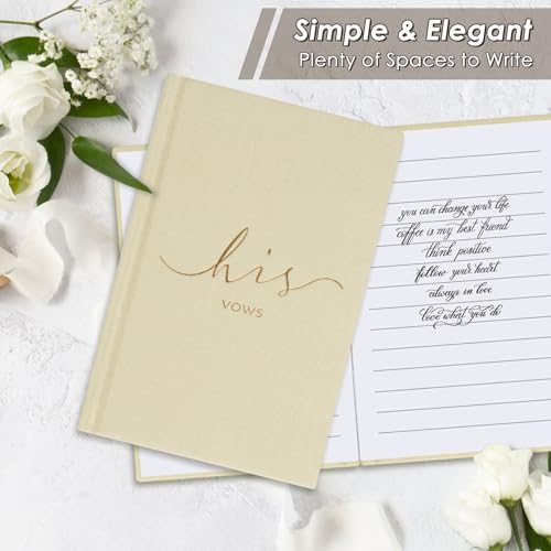 Image of Urnseh Wedding Vow Books His And Hers, Officiant Book For Wedding Ceremony, Gold Foil Wedding Notebook Bride Groom Booklet For Wedding Gifts, 40 Pages, 5.9 inch X 3.9 inch, Wedding Journal (Beige + Beige)