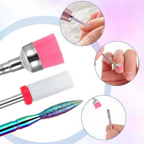 Image of ZIBUYU 13PC Nail Art Drill Kit for Women Universal Carbide Manicure Pedicure Drill Kit for Women, Interchangeable Micro Drill Bits Set for Shaping, Cleaning, Gels, or Dip Powder Nails(Storage Rack)