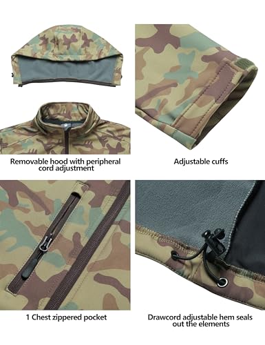 Little Donkey Andy Jaqueta masculina softshell com capuz removível, forrada com lã e repelente de ág