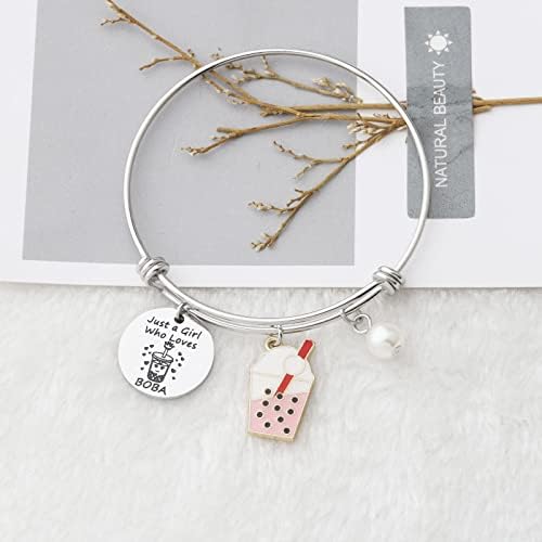 MYOSPARK Milk Tea Jewelry Drinks Lover Gift Bubble Girl Gift Just a Girl Who Loves Bubble Charm (Loves Bubble BR) — view 2