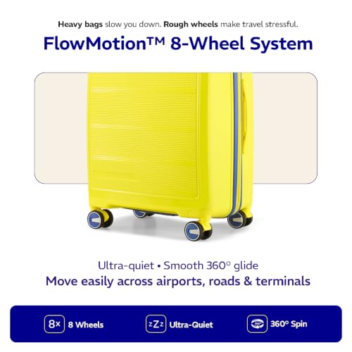 Image of Provogue Spectrum Hard-Sided PP Trolley Bag Set of 2 | Expandable Space with 8 Wheels Trolley Bags for Travel | Lightweight with Combination Lock | 5 Year Warranty (Sundrip Yellow)