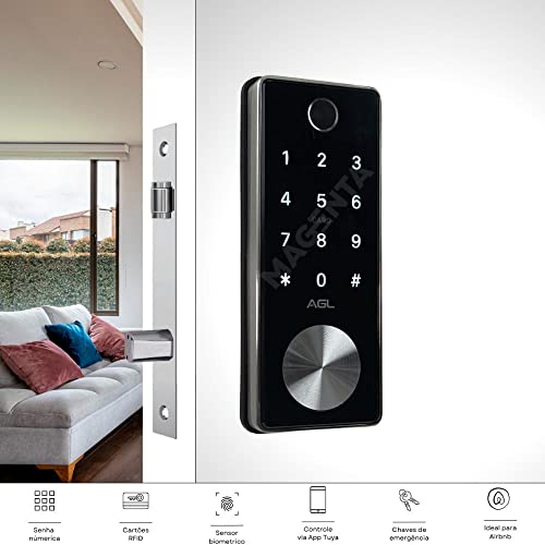 Fechadura Digital Agl T12 Biometria Senha Bluetooth Touch