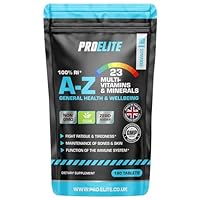 Multivitamins & Minerals - 180 Vegan Tablets - One a Day 100% RDA - 23 Essential Vitamins & Minerals in A-Z Multivitamin Tablet - Made in The UK by PROELITE