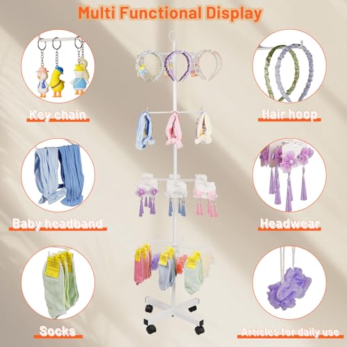 Image of Flenpptly Retail Display Stand Rotating Display Stand 4 Tier Spinning Display Stand for Craft Shows, Jewelry, Keychain, Earring Adjustable Height Retail Display Racks (White)