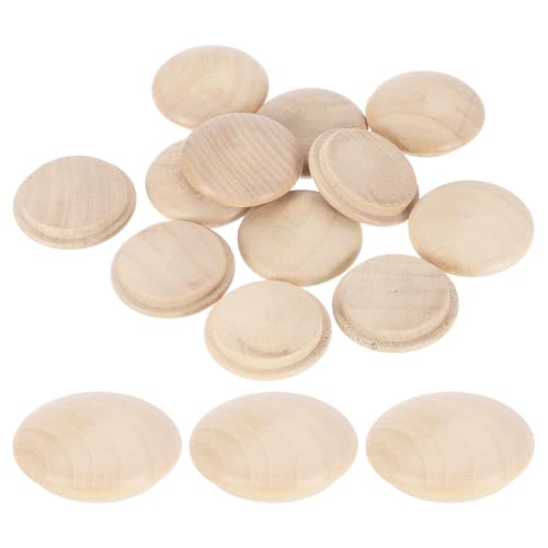 Image of uxcell 12Pcs Wood Button Plugs, 25mm /0.98 inch Hardwood Screw Hole Plug Mushroom Wooden Caps Buttons Wood Plug for Furniture Woodworking Craft Decor (30mm x 25mm)