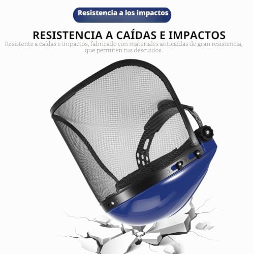 Miniatura 5 de Ourleeme Protección Facial, Casco Protector Facial Con Visera De Malla Y Diadema Ajustable, Ligera, Para Desbrozadora Y Trabajos De Lijado, Protección Contra Líquidos Y Astillas, Color Azul