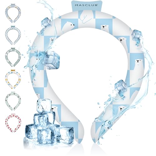 ネッククーラー アイスネックリング クールネックリング 冷却グッズ 熱中症対策 28℃ 首掛け 首 冷却 自然凍結 冷感 首ひんやりグッズ 冷却チューブ 繰り返し使用可能 暑さ対策 通勤 通学 運動会 花火大会 男女兼用 (白くまくん, S)