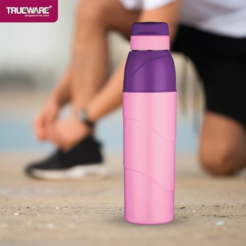 Image of Trueware Wave 500 ML Plastic Insulated Water bottlle for Cold Water, BPA Free, Food Grade, Leak Proof, Airtight (Purple)