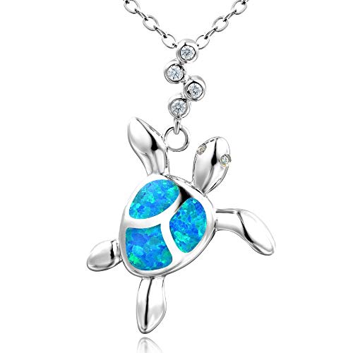Collier en argent Sterling 925 avec tortue opale