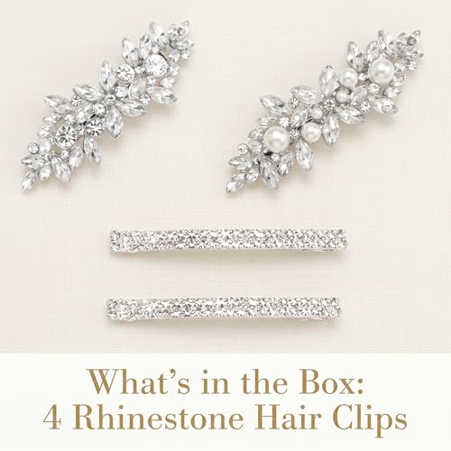 4 Pinzas para el cabello con cristales para mujer, accesorios metálicos con flor de cristal, para boda, fiesta y uso diario miniatura 7