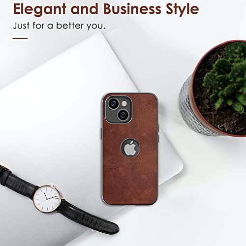 LOHASIC for iPhone 14 Plus Leather Case for Men, Luxury Slim, Brown - image 3