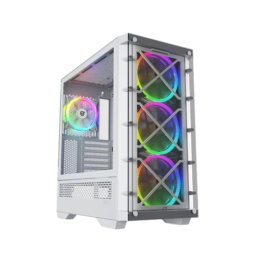 Nfortec - DRACO X Caja PC Gaming Mid Tower (ATX), Ventiladores 4x 120mm PWM ARGB Incluidos,Controladora ARGB, Cristal templado Frontal y Lateral, Blanco