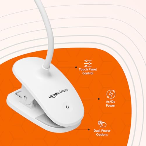 Image of Amazon Basics 3.7V 1200Mah Table Lamp | Touch Panel Control | Adjustable Angle | Ac /Dc Operate | Lithium Battery, Plastic, Led, White