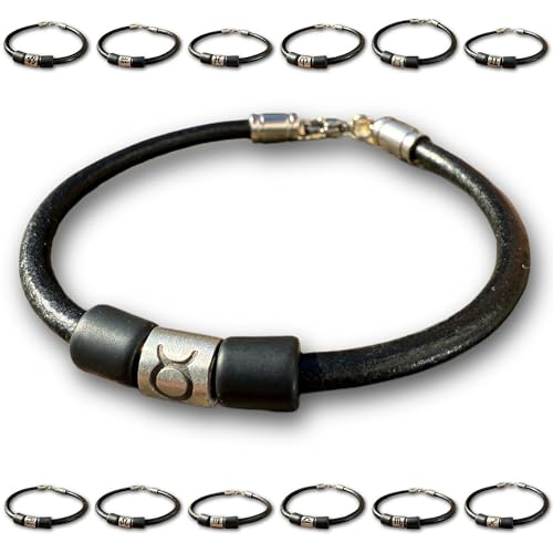 HANA LIMA Lederarmband Sternzeichen Stier – Verstellbares Armband (anpassbare Größe) für Herren und Damen – Handgefertigter Schmuck – Perfekte Geschenkidee – Minimalistisches Design