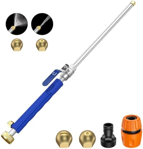Hydro Jet High Pressure Washer Wand for Garden Hose, Power Washer Nozzle with 2 Spray Tips & Hose Quick Connectors for Car Washing, Patio, Driveway Cleaning