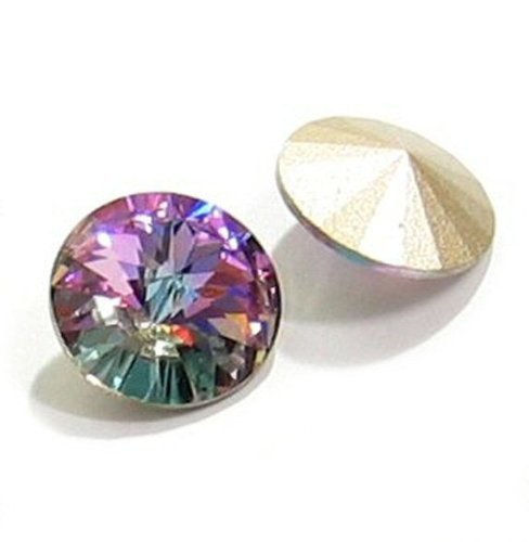2 pcs Swarovski 1122 Crystal Round Rivoli Stone Silver Foiled Vitrail Light 14mm / Findings/Crystallized Element