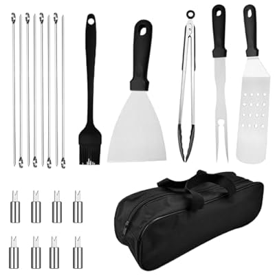 22PCS Griddle Accessories Kit, Flat Top BBQ Accessories Set for Blackstone and Camp Chef, Griddle Spatula Set with Enlarged Spatulas, Grilling Accessories for Outdoor BBQ, Teppanyaki and Camping