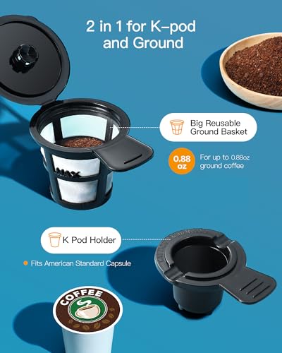 Famiworths Cafeteira de dose única, máquina de café gelada e quente para xícara K e café moído, tama