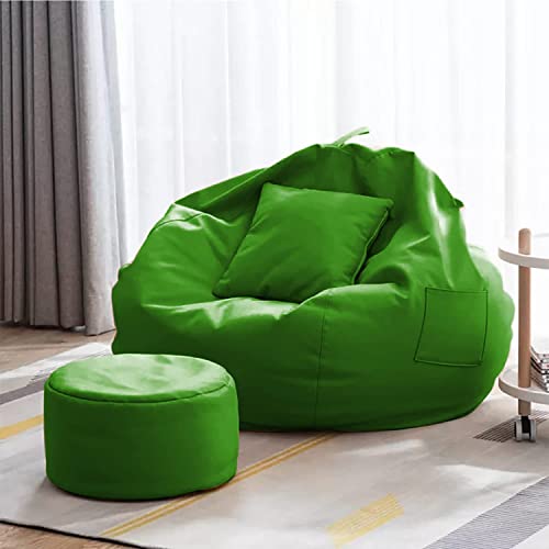 Image of Bean Bag Cover 4XL Without Beans with Footrest and Cushion Lounge Chair Luxury Bean Bag Cover with Footrest Without Beans 4XL (Green)
