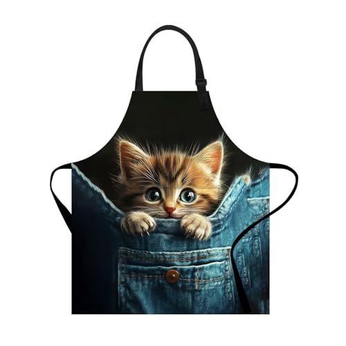 THISFIND Cute Cat in Pocket Apron – Funny Women’s...