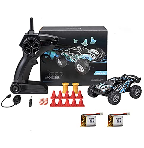 Remote Control Mini Truck 2.4G Rechargeable 2 batteries up to 40 mins playtime, Hi Speed 20Km h RC Drift Car Off Road ,Indoor With Cool Lights For Night Racing Control Dist 30M
