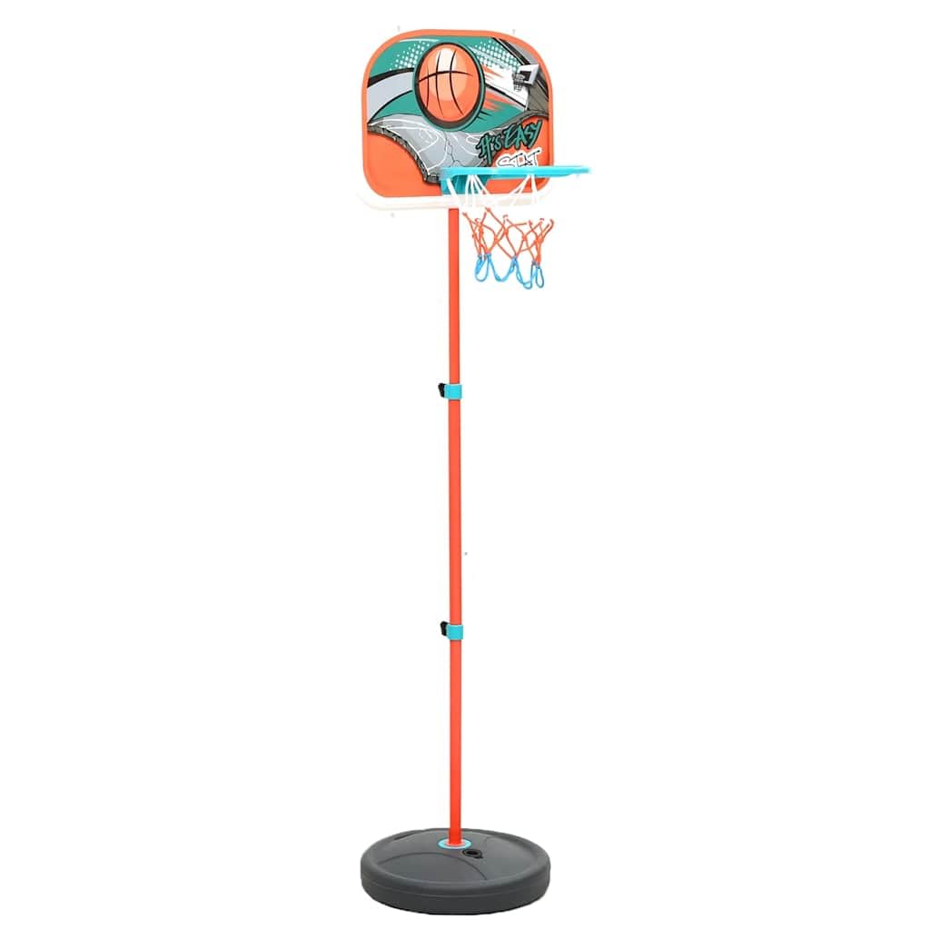 Tragbares Basketball Spiel Set mit höhenverstellbarem Basketballkorb 133 bis 160 cm, PE und Eisen, Ball, Pumpe, Netz, für Indoor Outdoor Garten, Hof, Terrasse, Spielzimmer Training
