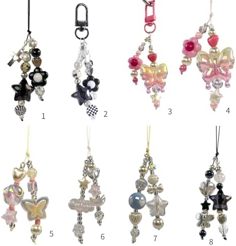 EMASDGEY Star Flower Phone Charm Pendant Chain for Bag Keys Y2K Phone Strap Lanyard Beaded Keychain Backpack Accessories Birthday Women Keychain - 5