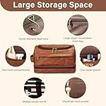 Toiletry Bag for Men, Large Leather Travel Essentials Shaving Kit, Water Resistant Bathroom Toiletries Organizer Cosmetic Bags, Gifts for Men, Him, Father, Dad, Husband, Son, Boyfriend, Grandpa - Image 4