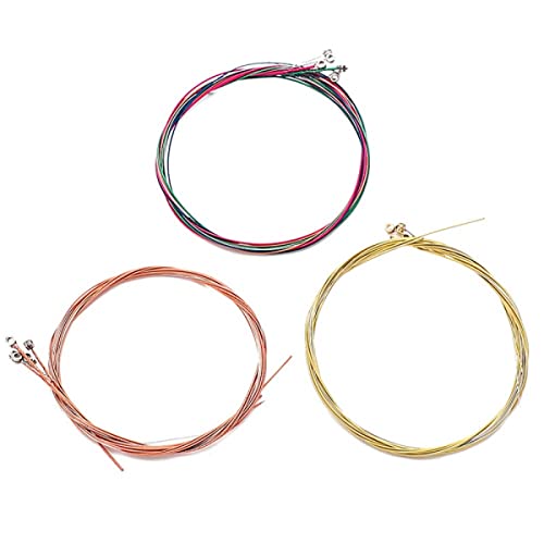RANRAO Lot de 5 jeux de 30 cordes de rechange en acier pour guitare acoustique, or rose - Les Beatles, Paul McCartney, John Lennon, RIngo Starr, George Harrison RANRAO Lot de 5 jeux de 30 cordes de rechange en acier pour guitare acoustique, or rose