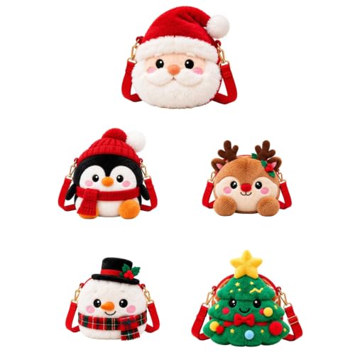 Crossbody Bags For Women Cute Christmas Plush Santa Reindeer Snowman Style - image 1