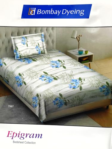 Image of Bombay Dyeing Epigram Printed Single Bed 100% Cotton Bedsheet Collection - (224X150) (D. Blue)
