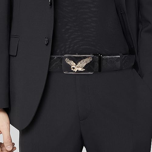 Image of Dubulle Designer Men's Belts, Ratchet Leather Sliding Buckle Dress Belt