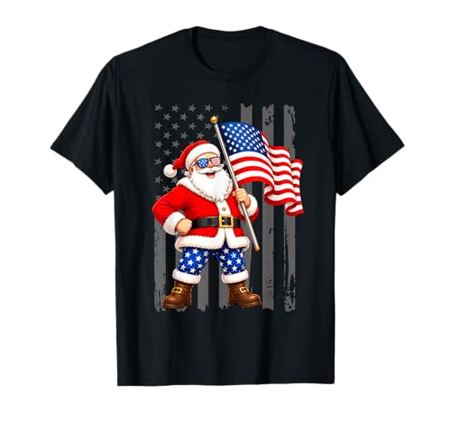 Patriotic Santa USA American Flag Christmas 4th of July Men T-Shirt