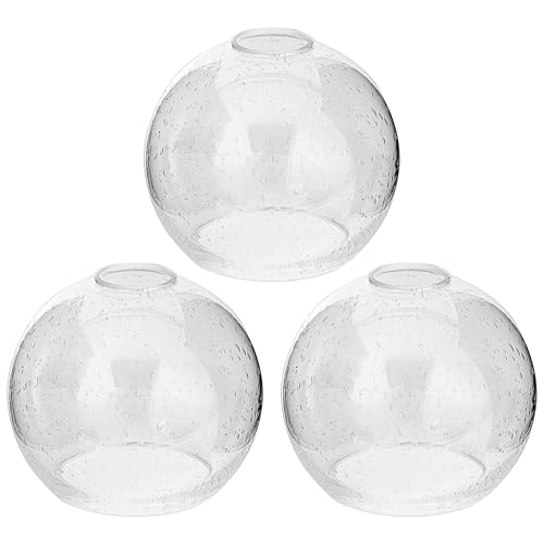 Image of 3 Pack Clear Seeded Glass Shade Replacements, Globe Glass Lamp Shade Covers for Light Fixtures, 1.65 Inch Fitter Globes Lampshades for Wall Sconces Chandelier Pendant Lights Bath Vanity Lights