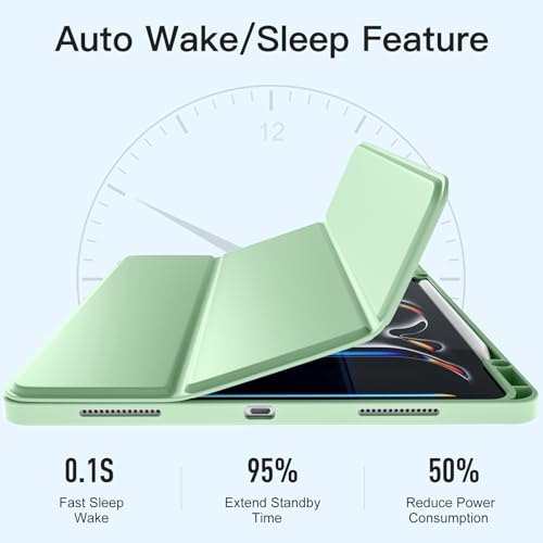 Akkerds Compatible with iPad Pro 13 Inch Case (M5/M4) 2025/2024, for iPad 13 Pro Case with Pencil Holder, Slim Trifold Stand Protective Cover with Soft TPU Back, Auto Wake/Sleep (Green) by Akkerds - Image 8