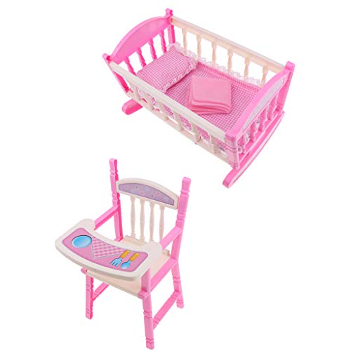 Foldable Doll Baby Toddler High Chair Doll Carrier Cradle Crib Playset for Reborn Doll for Mellchan Baby Dolls Accessories - Thumbnail 4