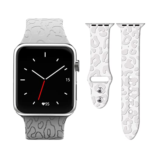 Fancy Bands Silicone Apple Watch Band - Engraved White Leopard - 38mm/40mm/41mm (M/L) 5.9