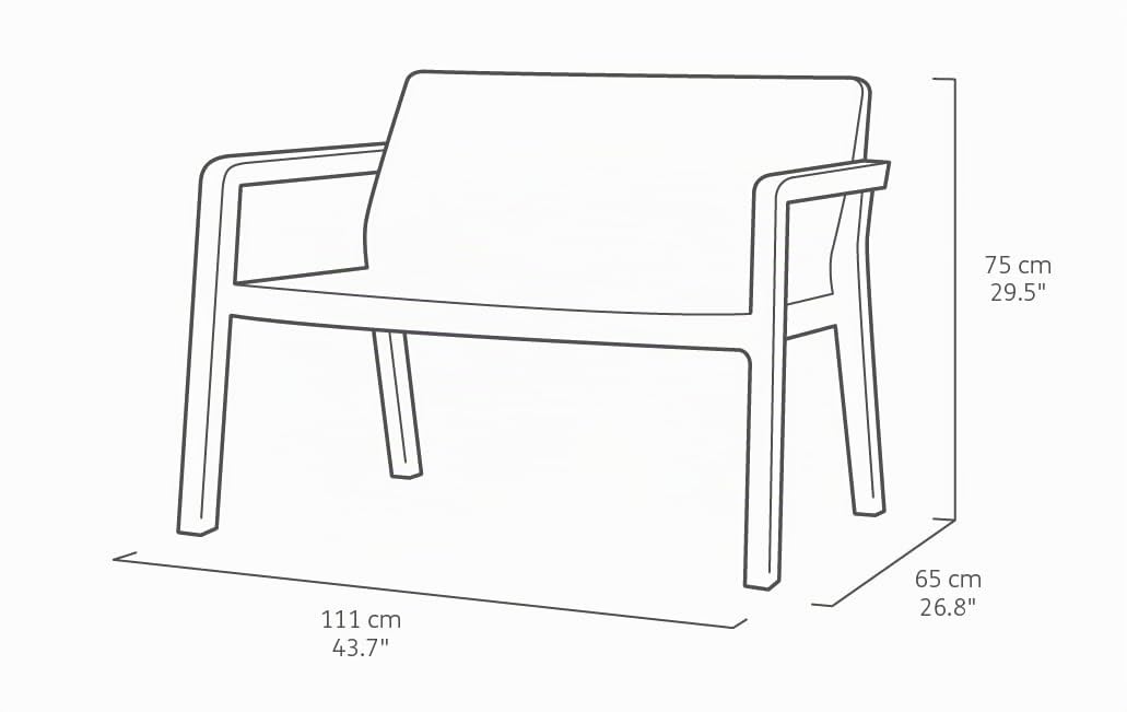 Keter Emily Lounge Set, Mobili da Giardino Superficie Liscia con Divano 2 Posti 2 Sedie E Tavolino, Grafite